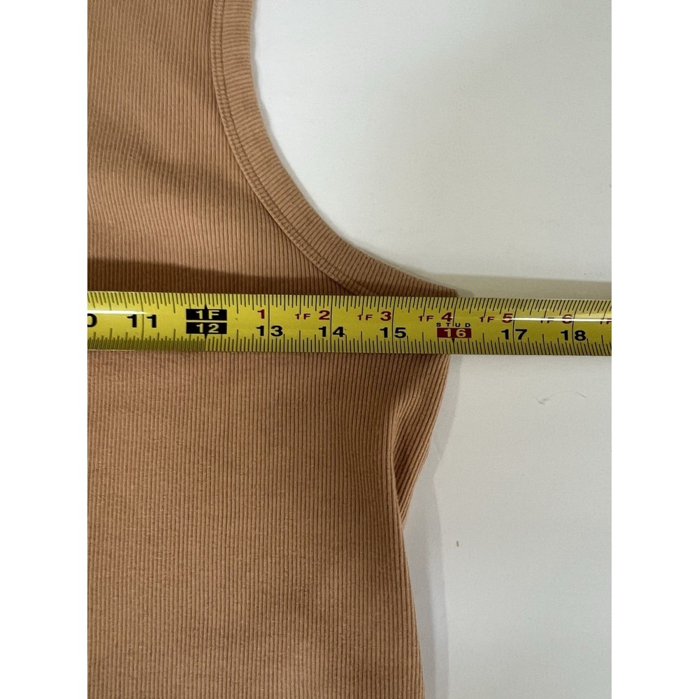 Maeve Anthropologie Racerback Ribbed Cotton Cropped Tank Tan Size XL - Picture 7 of 8